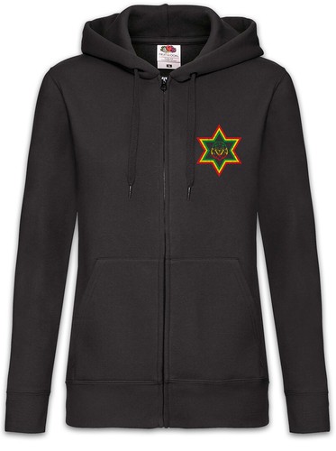 LOEWE Felpa con cappuccio donna con cerniera Rasta Star Lion leone Giamaica Africa Rastafari Etiopia