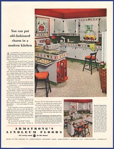 Vintage 1952 ARMSTRONG'S Linoleum Floors Flooring Home Decor 1950's Print Ad - Picture 1 of 1