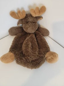 Demdaco Moose Nat & Jules Baby Blanket Lovey Security Rattle Brown No tag - Picture 1 of 3