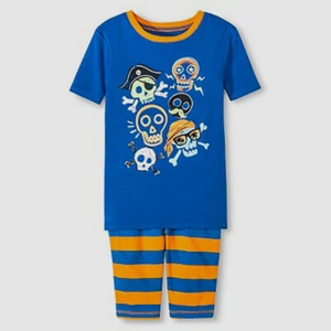 $30 Circo Kid's Boys Blue Skull & Bones Contrast Collar Pajama Sleep Set Size 10 - Picture 1 of 1