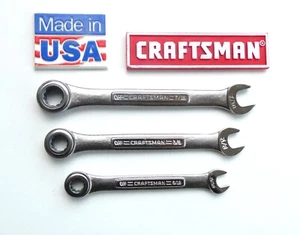 Craftsman USA NOS 3 Piece SAE Ratcheting Combination Wrench Set 7/16" 3/8" 5/16" - Picture 1 of 6