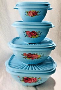 Pioneer Set Ciotole Conservazione Alimenti Donna Rosa Dolce (Set 8 Pezzi/4 Misure - Blu) NUOVO - Foto 1 di 10