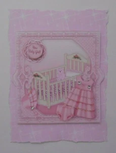PK 2 PINK NEW BABY GIRL EMBELLISHMENT TOPPERS FOR CARDS AND CRAFTS - Picture 1 of 1