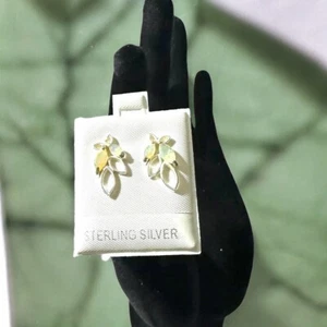 Handwerklich hergestellt Sterlingsilber Blatt & äthiopische Welo Opale Ohrringe neu - Bild 1 von 12
