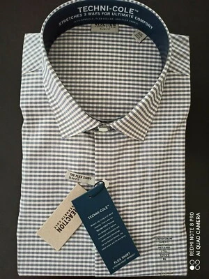 Camisa de vestir china Kenneth Cole Reaction para hombre manga larga calce ajustado flexible X grande  Foto 1 de 4
