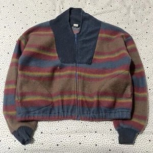 Giacca maglione vintage anni 70 western wear righe uomo L full zip shacket twee - Foto 1 di 9