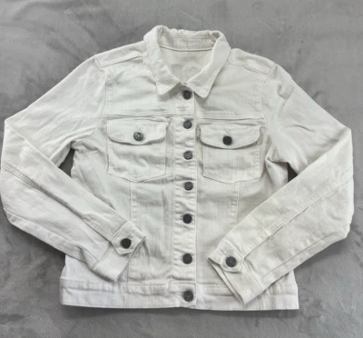 KUT of the Kloth Trucker Jacket Women XL White Stretch Chest Flap Pockets Casual - Image 1 of 4