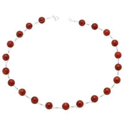 Collana Collier IN Corallo, Rosso, Liscio, Collana di Corallo, Donna, Ø10mm - Immagine 1 di 4