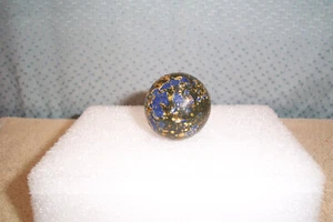 One VTG Fancy Malty Colored Clay Marble .89" Blue ,Yellowgreen and Dark Green - Picture 1 of 4