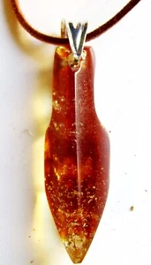 Pendant, natural amber in the shape of an arrow in 925 silver - Bild 1 von 7
