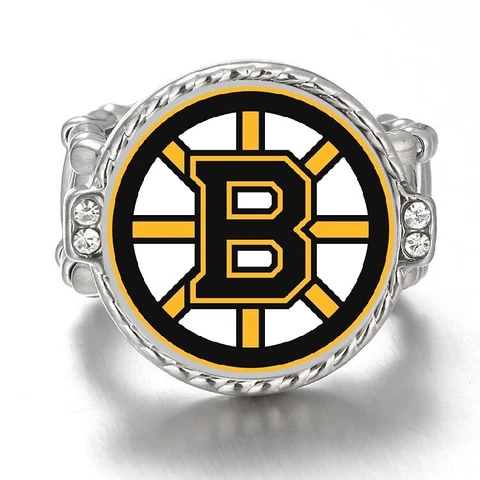 Boston Bruins Silver Women's Crystal Accent Ring Fits All Sizes D12 Cover
