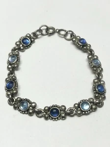 Vintage blue stone silver bracelet - Picture 1 of 5