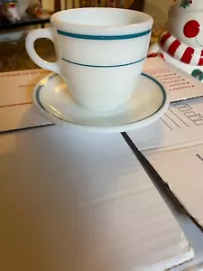 Vintage Pyrex milk glass with teal trimming 12 pieces - Picture 1 of 6
