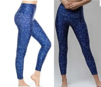 Leggings Onzie Estrella Lentejuelas Midi Largo Azul Blanco Cintura Alta Medianos Foto 1 de 2