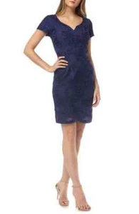 JS COLLECTIONS SOUTACHE & MESH SWEETHEART NAVY DRESS sz 4 - Picture 1 of 4