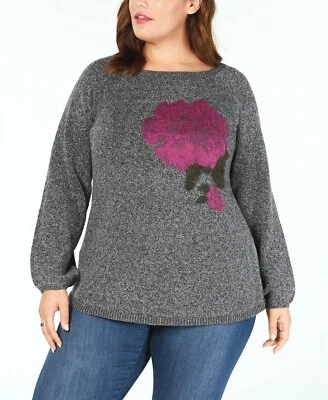 Suéter Floral Jacquard Talla Grande Style & Co, Combo Brezo Negro, 0X Foto 1 de 2