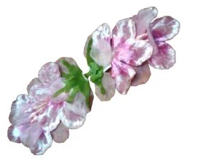 Terciopelo seda rosa vintage 2X2.5" flores 2 piezas hechas en Japón - Imagen 1 de 2