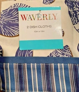 8 Waverly Cotton Dish Cloth/Napkins Decorated With Shells - Picture 1 of 6