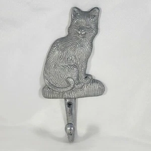 Vintage Metal Aluminum Cat Wall Hook Decorative Key Holder Kitschy Cat Decor - Picture 1 of 4
