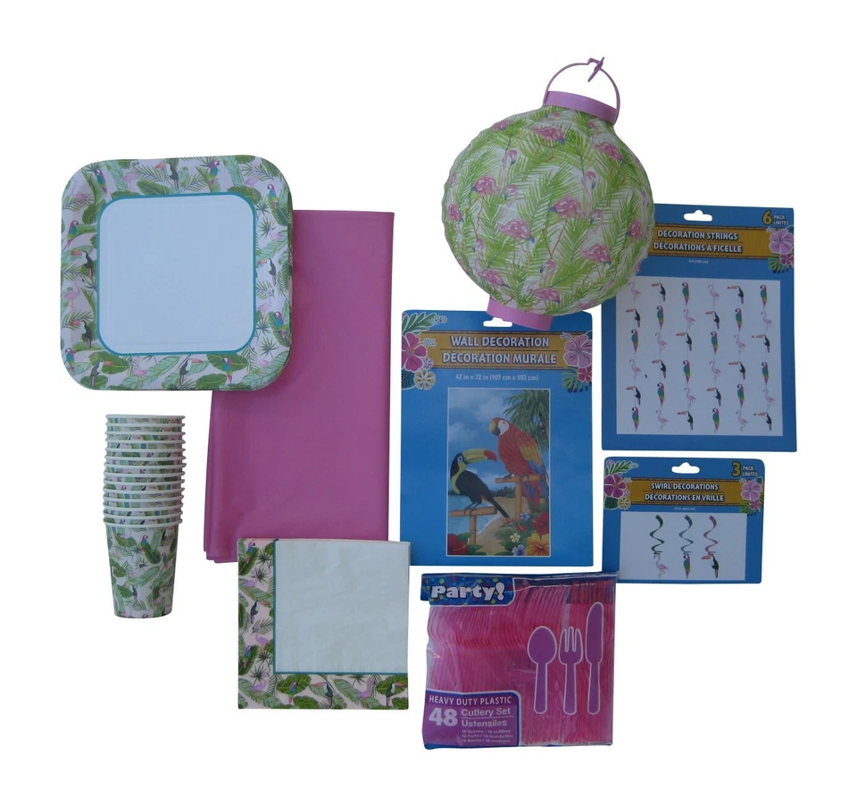 Tropical, Flamingo Party Supplies, with Complete Table Settings and Decorations - Image 1 of 4