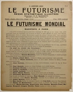 LE FUTURISME MONDIAL MANIFESTO FUTURISTA MILANO 11.01.1924 IL FUTURISMO RIVISTA - Picture 1 of 3