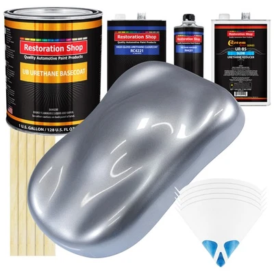 Kit de pintura para automóvil gris fresco metálico lento de 1 galón capa base de uretano capa transparente Foto 1 de 4