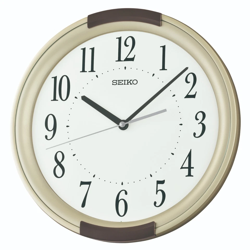 Seiko Gold Tone Round Quartz Battery Wall Clock, Silent Sweep Seconds QXA858A - Image 1 of 1