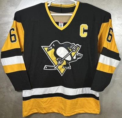 CCM Pittsburgh Penguins Mario Lemieux #66 Jersey Stanley Cup Size 50 VTG '92 - Image 1 of 4