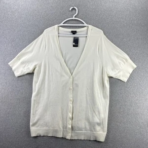 Neu mit Etikett Torrid 3 cremefarbene kurzärmlige offene Strickjacke mit Knopfleiste Viskose Nylon Strick Übergröße - Bild 1 von 10