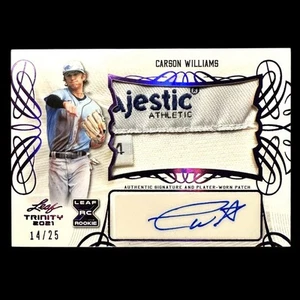 2021 Leaf Trinity Carson Williams Patch Auto Purple /25 Tag XRC #PA-CW1 ~ Rays - Picture 1 of 2