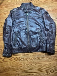 Massimo Dutti Herren Lederjacke Burgund Reißverschluss Größe M Lammfell - Bild 1 von 6
