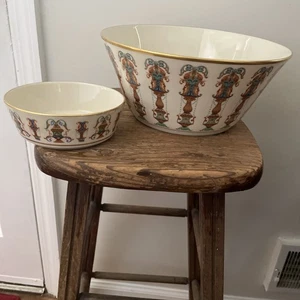 Vintage Lenox Lido Large 10 1/2 In Salad bowl W/ 1 Serving Bowl hand decorated - Picture 1 of 6