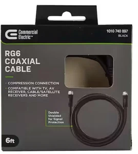 Commercial Electric 50 ft. Black 18-Gauge RG6 Coaxial Cable - Picture 1 of 6