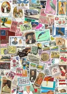 100 Multi-color Worldwide Postage Stamps Scrapbook Arts Crafts Collage Decoupage - Picture 1 of 1