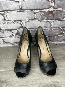 House of Harlow 1960 Black Leather Platform Peep Stiletto Heels Women’s 6.5/37EU - Picture 1 of 24