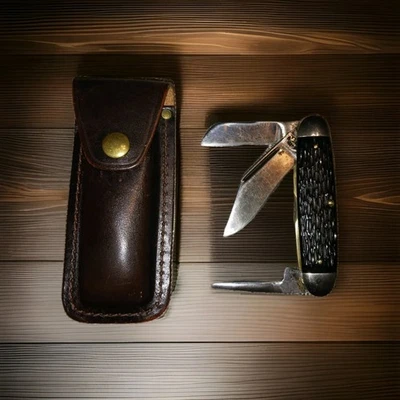 Vintage Pal Cutlery Co Made in USA, 3 Blade Stockman Folding Pocket Knife Sheath - Image 1 of 4