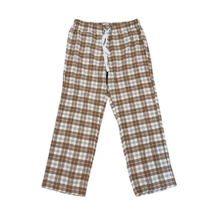 Neu mit Etikett! J.Crew Flanell Pyjamahose kariert Nachtwäsche Lounge Kordelzug camel elfenbein M - Bild 1 von 9