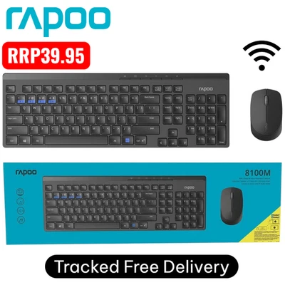 Rapoo 8100M Wireless Keyboard and Mouse Combo Set For PC Laptop (UK LAYOUT) - Image 1 of 4