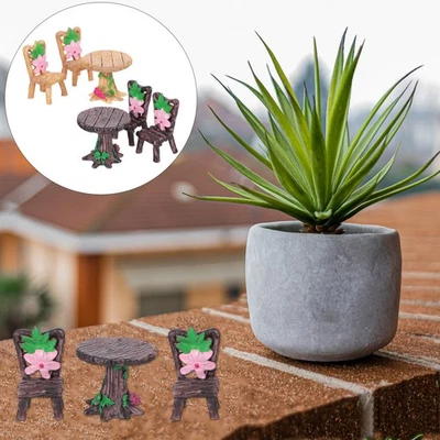 2 Sets Resin Table Chair Decors Mini Chair Table Decors Mini Landscape Decors - Image 1 of 4