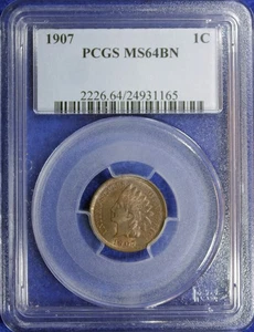 Centavo Indian Head 1907 1c graduación profesional MS64BN (2532422) - Imagen 1 de 4