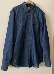 HUGO BOSS MEN'S BLUE DENIM JEANS LONG SLEEVE SHIRT ORANGE LABEL SLIM FIT SZ XL - Picture 1 of 11