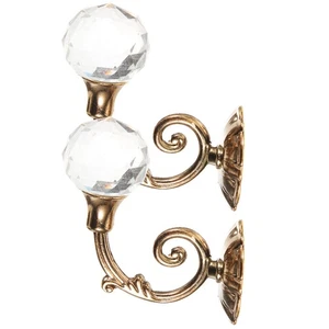 Pair of High Grade Vintage Crystal Ball Holdbacks Curtain Clothes Hook (Golden - Picture 1 of 12