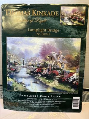 Thomas Kinkade Embellished Cross Stitch Kit - Lamplight Bridge #50925 - 16"x12" - Image 1 of 4