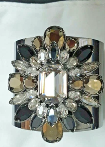 Swarovski Crystal Shourouk Black Armreif silber Manschette Kristalle Gr. M OVP - Bild 1 von 11