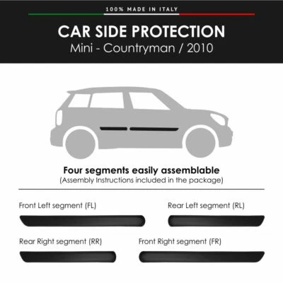 Modanature Laterali Bumper Paracolpi per Mini Countryman 2010 con Biadesivo 3M - Immagine 1 di 4