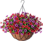 Artificial Flowers Hanging Baskets for Outdoors Indoors,Daisy with Eucalyptus Le