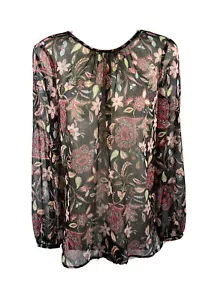 DAVID LAWRENCE Floral Print Sheer Long Sleeve Top Size 12 - Picture 1 of 8