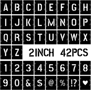 42 Pcs 2 Inch Alphabet Letters Numbers Stencils for Crafts Spray Painting - Picture 1 of 7