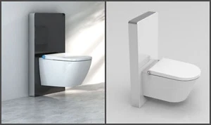 Sensor Glas Sanitärmodul für Wand-WC Spülkasten Montageelement Schwarz oder weiß - Bild 1 von 5