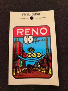 Calcomanía de recuerdo de viaje vintage de Reno, Nevada / pegatina para ventana - ¡Envío gratuito! - Imagen 1 de 1